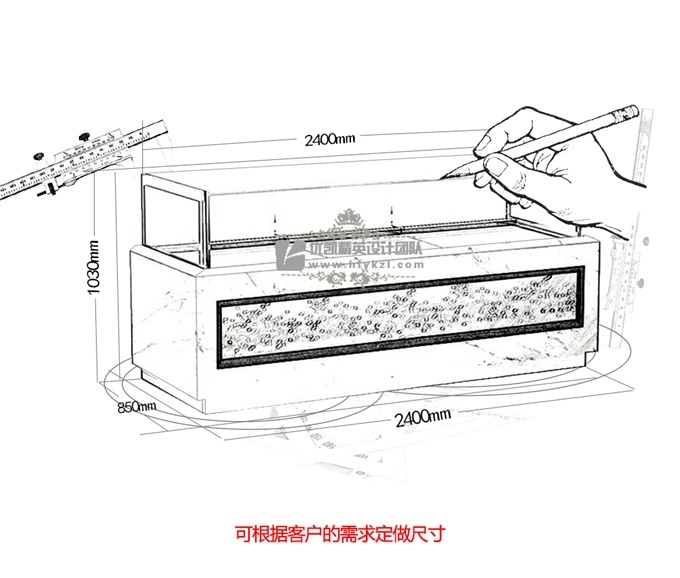 億彩-豪华直角雕刻蛋糕展示柜